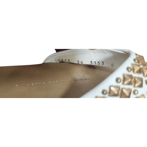 Giuseppe Zanotti White Leather Studded Sandals Women’s Size 36 Vero Cuoio - Picture 7 of 11